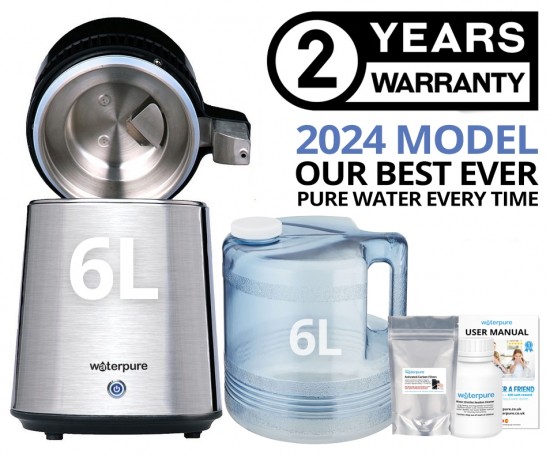 6 Liter Stainless Steel Water Distiller with Polycarbonate Jug