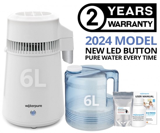 6 Litre White Stainless Steel Water Distiller With Polycarbonate Jug